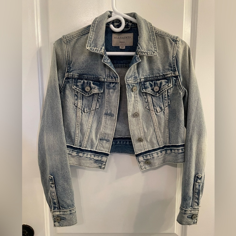 ALL SAINTS Hay Cropped Denim Jacket Small
